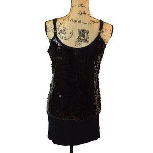 Studio Y Black Sequins Mini Dress Spaghetti Straps Club Party Medium